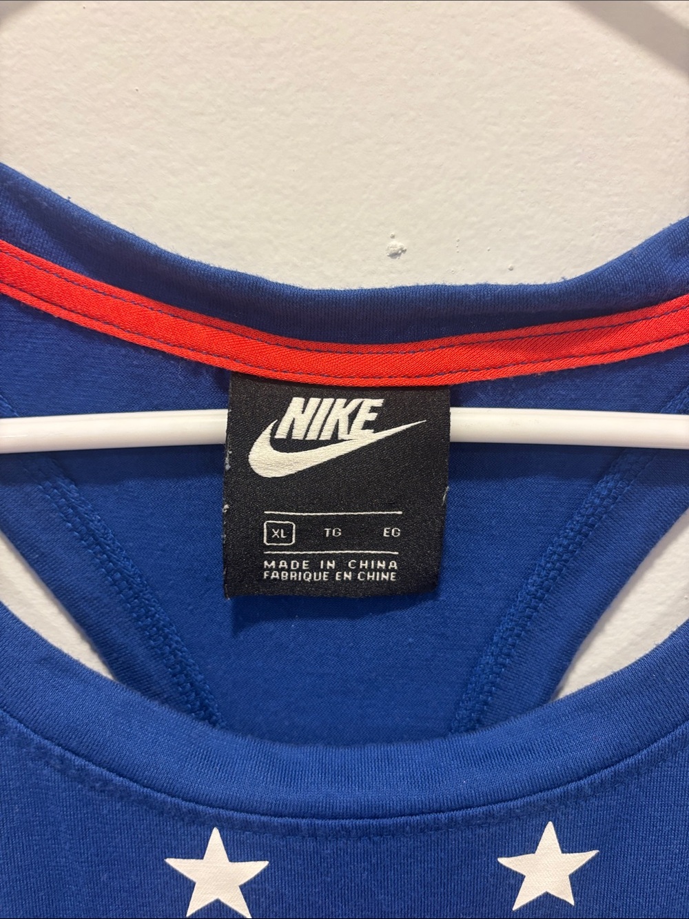 Nike Womens Blue Star Print racer back Tank Top with Red Logo X-large - Picture 2 of 4